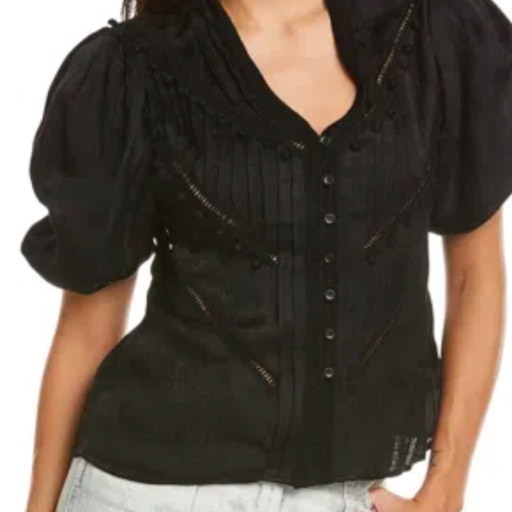 IRO Poyra Black Linen-blend Shirt